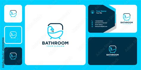 bathroom logo design with line art and business card Stock Vector | Adobe Stock