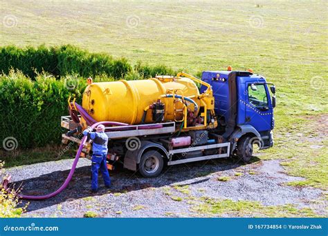 Sewage Tank Truck. Sewer Pumping Machine. Septic Truck Stock Photo - Image of environment ...