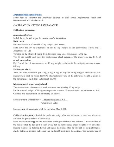 Calibration of analytical balance