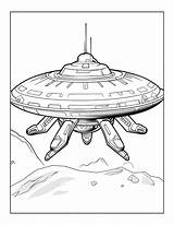 Alien Spaceship Coloring Pages For KDP  Premium AI Generated Image sketch template