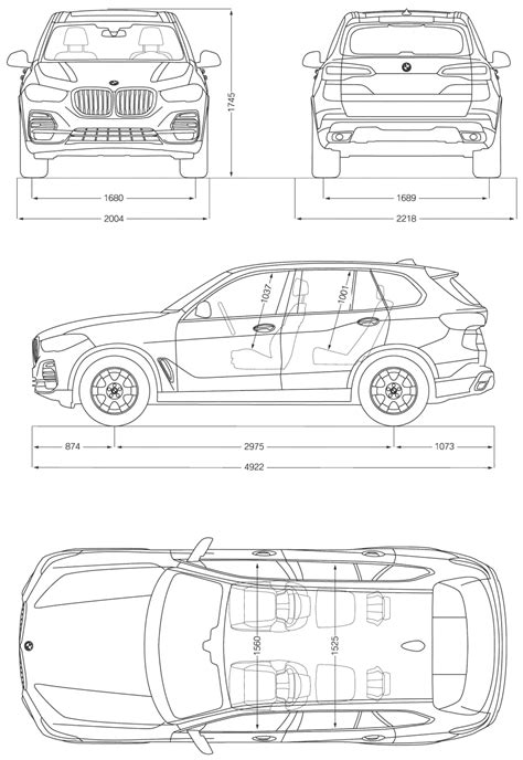 BMW X5 2018 Blueprint - Download free blueprint for 3D modeling