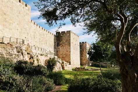 Old City Wall of Jerusalem stock photo. Image of middle - 81740534