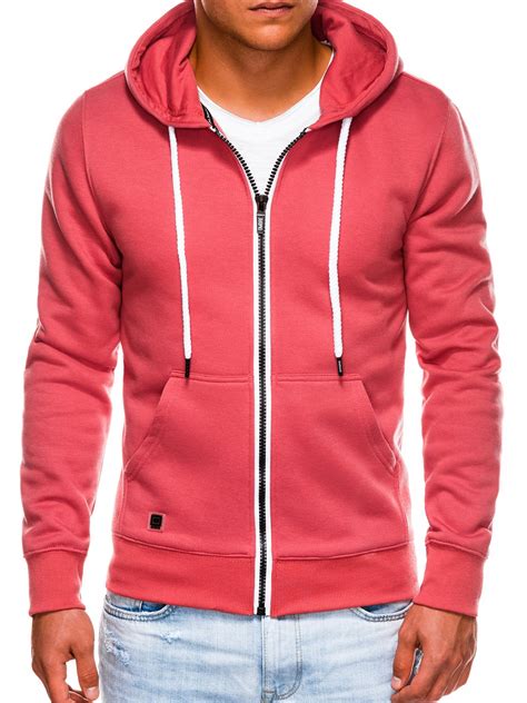 Men's zip-up sweatshirt B977 - coral | MODONE wholesale - Clothing For Men