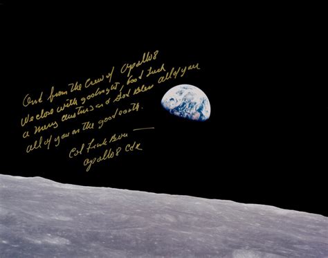 Apollo 8 Earthrise 10x8 inch Photo Signed by Frank Borman