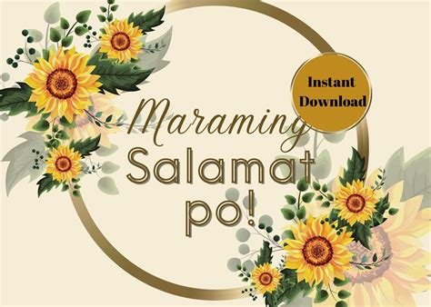 Maraming Salamat Po Instant Download Clip Art Thank You Card/ Pilipino ...