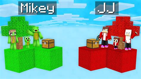 Mikey Family vs JJ Family SKYBLOCK Survival Battle in Minecraft (Maizen) - Minecraft videos