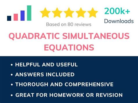 Quadratic simultaneous equations | Teaching Resources