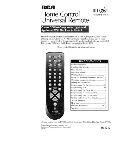 RCA RC1310 USER MANUAL Pdf Download | ManualsLib