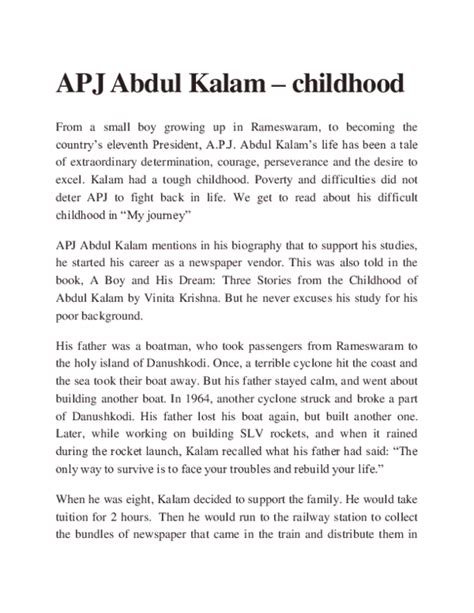 (DOC) APJ Abdul Kalam – childhood