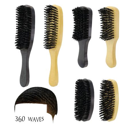 WAVE BOAR BRISTLE CURVED HAIR BRUSH LONG PALM MILITARY 360 WAVES DURAG HARD SOFT ...