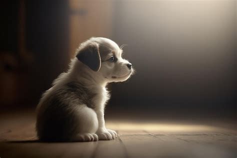 Premium Photo | Image of a cute puppy alone at home sad with his head bowed ai generated