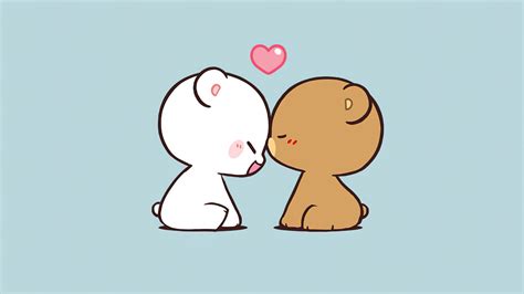 Milk & Mocha Bear Cute Kiss 4K Wallpaper