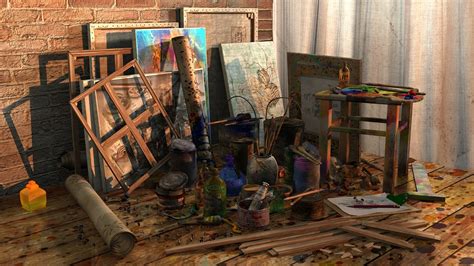 Download free photo of Atelier,paint,art,brush,color tube - from ...