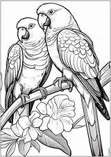 Two parrots  Bird Coloring Pages For Adults sketch template