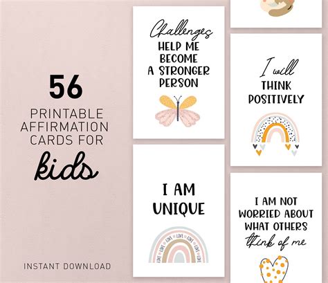 Printable Affirmations cards for Kids 56 positive | Etsy