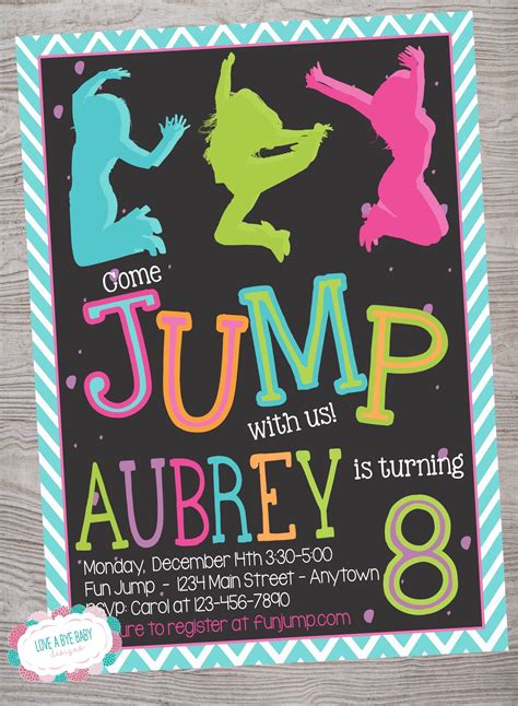 Jump trampoline park birthday party invitation. printable.