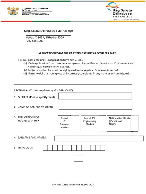 Fillable Online Application Form for Lecturers 2022 - KSD TVET College Fax Email Print - pdfFiller