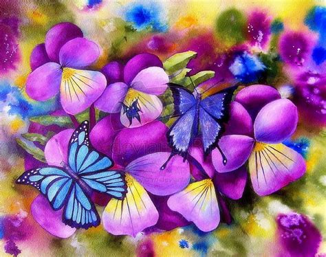 Pansies & Butterflies , colorful, love four seasons, butterflies, softness beauty, HD wallpaper ...