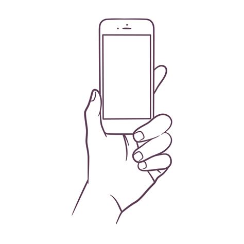 Line art drawing of hand holding smart phone 6054127 Vector Art at Vecteezy