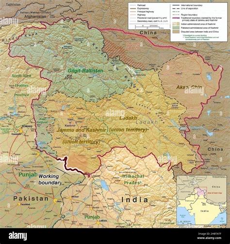 Map of disputed Kashmir region created by the US Central Intelligence ...