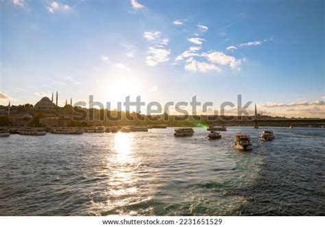 Istanbul Skyline Sunset Golden Horn Halic Stock Photo 2231651529 ...