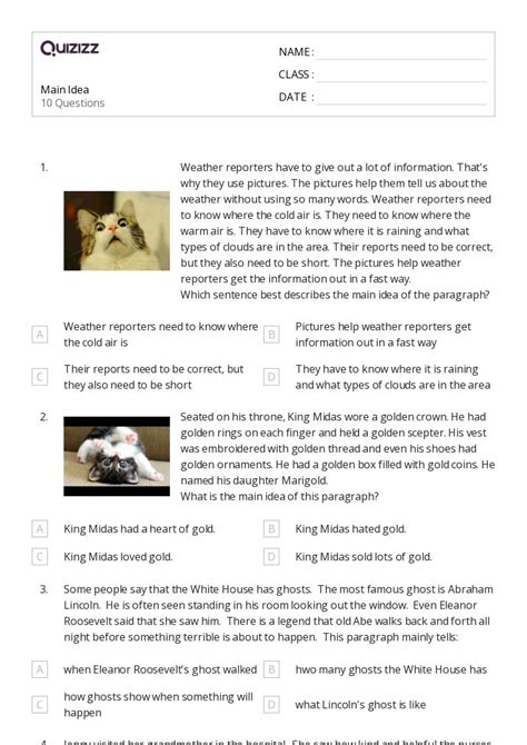 50+ Main Idea worksheets for 9th Grade on Quizizz | Free & Printable