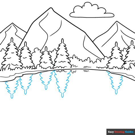 How to Draw an Easy Reflection Drawing - Mountain Landscape - Really Easy Drawing Tutorial