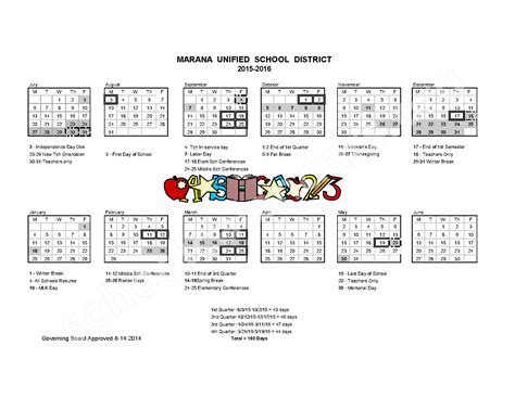 Marana Unified School District Calendars – Marana, AZ