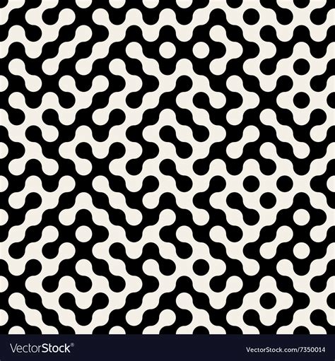 Seamless Black White Rounded Maze Pattern Vector Image