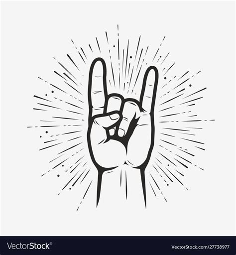 Rock on gesture symbol heavy metal hand gesture Vector Image , #AFF, #symbol, #heavy, #Rock, # ...