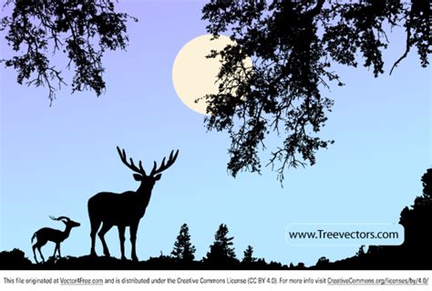 Nature Scene Vector with Deer