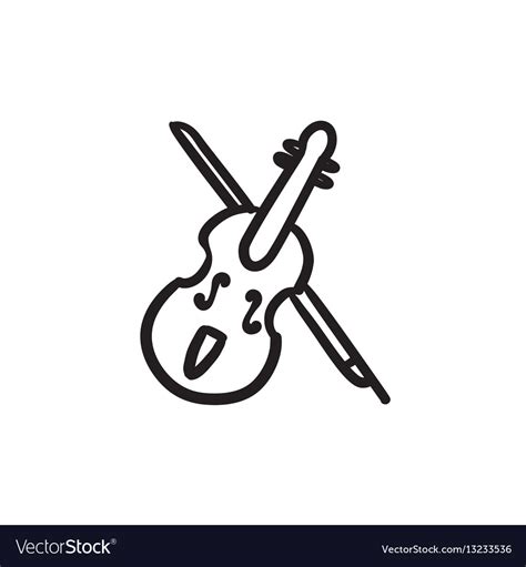 Violin with bow sketch icon Royalty Free Vector Image