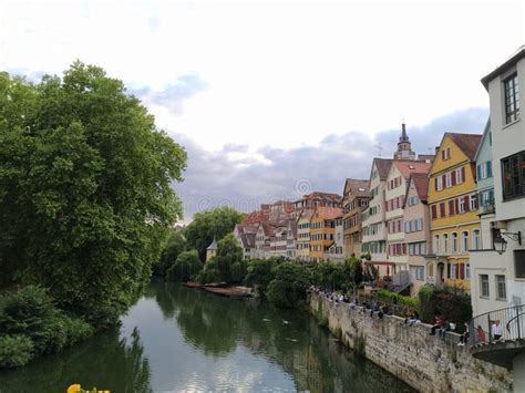 Neckar River in Old Town of Tuebingen, Germany in Spring. Editorial ...