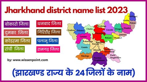 Jharkhand District Name list 2023 - झारखण्ड राज्य के 24 जिलों का नाम - WissenPoint