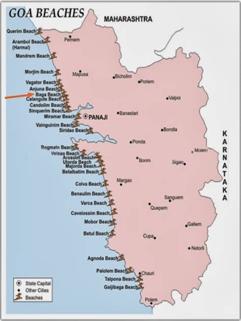 Detail Baga Beach Goa India Location Map | Goa India Tourist Guide ...