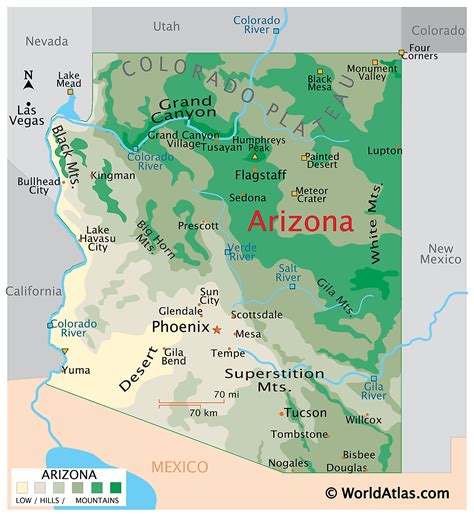 Map Of Arizona Mountain Ranges - Great Lakes Map