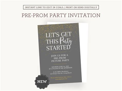 Editable Pre-prom Prom Party Invitation Stars - Etsy