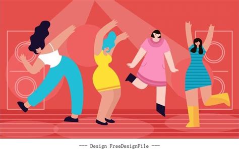 Party dance background motion colorful cartoon vector set free download