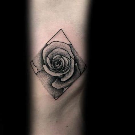 40 Geometric Rose Tattoo Designs For Men - Flower Ink Ideas