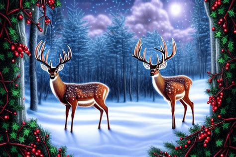 Fantasy Christmas Scene with Deer · Creative Fabrica