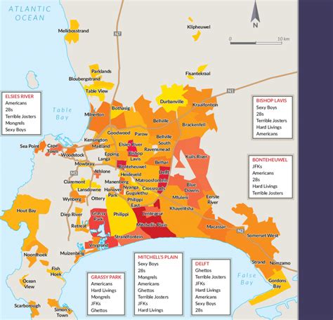 Cape Town metropolitan area, showing parts of the city with a gang... | Download Scientific Diagram