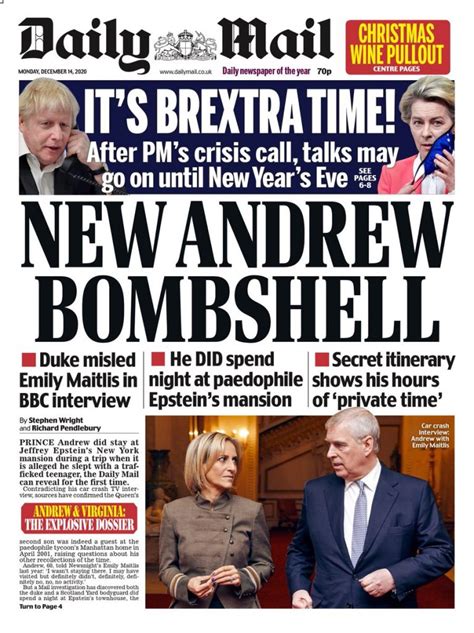 Daily Mail Front Page 14th of December 2020 - Tomorrow's Papers Today!