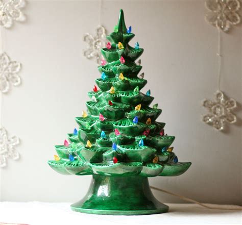 vintage 1960s green ceramic Christmas tree