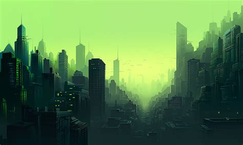 Green Cyber City Wallpaper, HD Artist 4K Wallpapers, Images and Background - Wallpapers Den