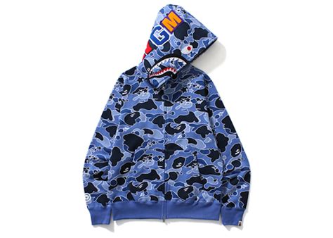 BAPE Sta Camo Shark Full Zip Hoodie Blue 男士 - TW