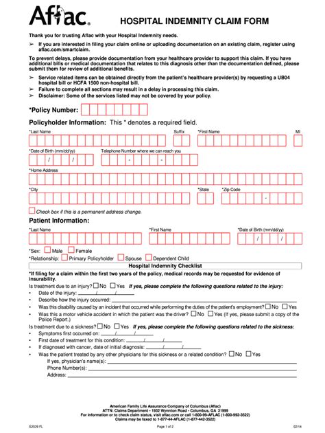 Aflac Hospital Form - Fill Online, Printable, Fillable, Blank | pdfFiller