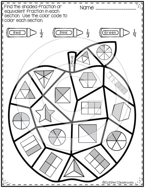 Twelve color by code worksheets including: 2 pages of denominator ...