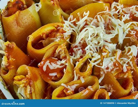 Paccheri pasta bak stock photo. Image of food, tradition - 147388898