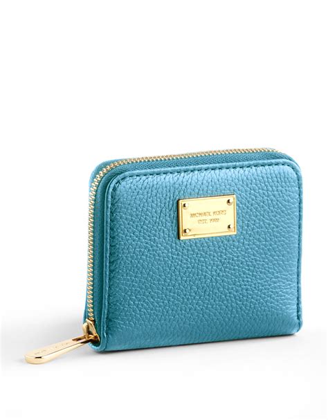 Lyst - Michael Michael Kors Small Zip Around Leather Wallet in Blue