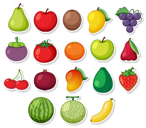 Un ensemble de fruits autocollant - Telecharger Vectoriel Gratuit, Clipart Graphique, Vecteur ...